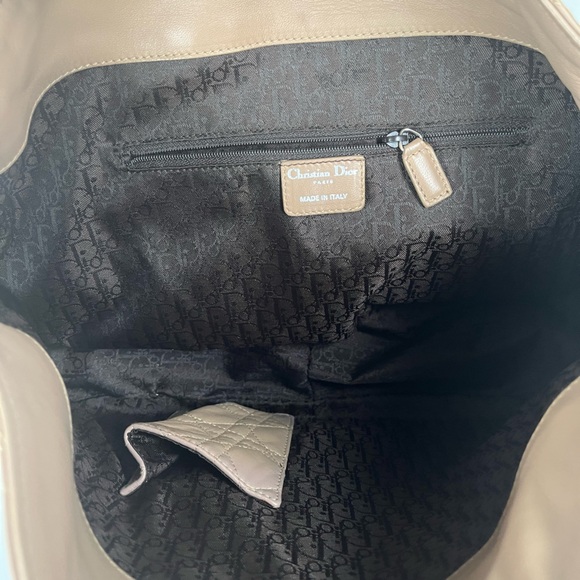 Authentic Christian Dior Nude Cannage Quilted Leather Hobo Handbag - Picture 10 of 13